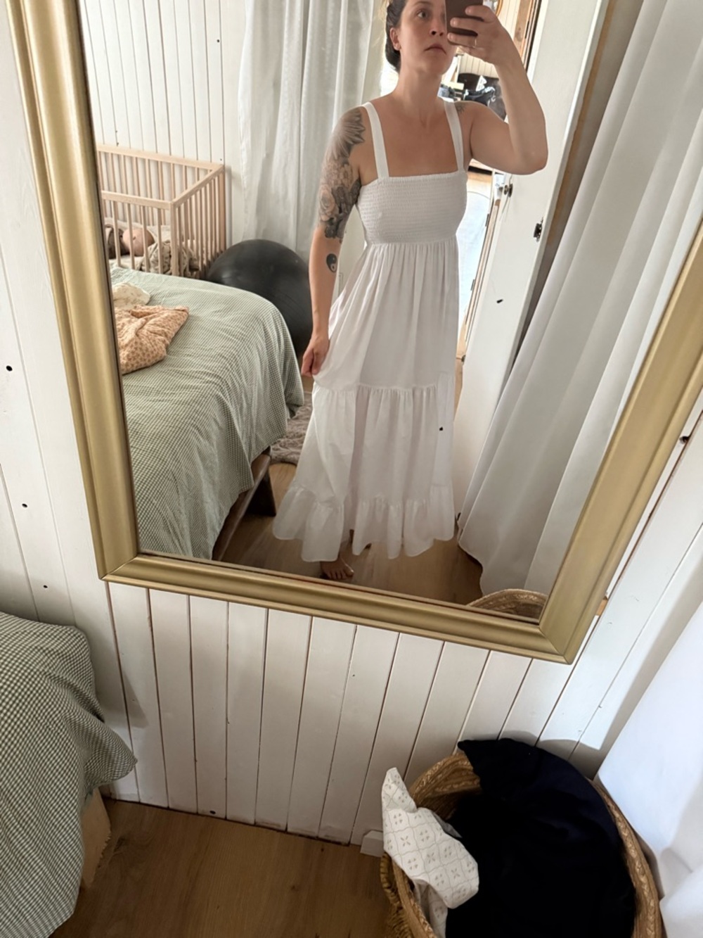 Zara White Tiered Smocked Maxi Dress - Picture 4 of 8